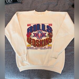 Vintage white Bills vs Redskins Super Bowl Graphic Crewneck Sweatshirt